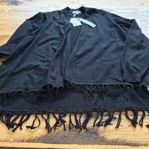 Joseph A Black Fringe Sweater - Size Large